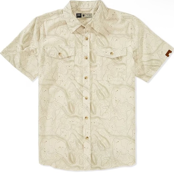 Dakota Grizzly Rowan Stretch Short Sleeve Woven Shirt color Bone - Picture 1 of 10